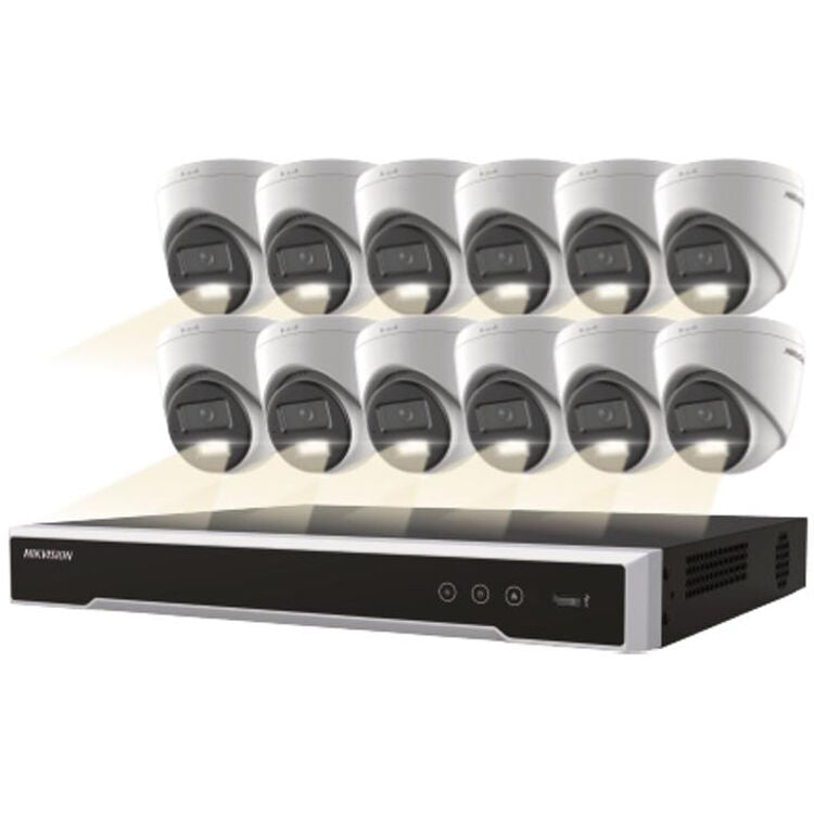 Hikvision EKI-K164T412H 16-Channel 8MP NVR with 4TB HDD & Twelve 4MP Night Vision Turret Cameras Kit