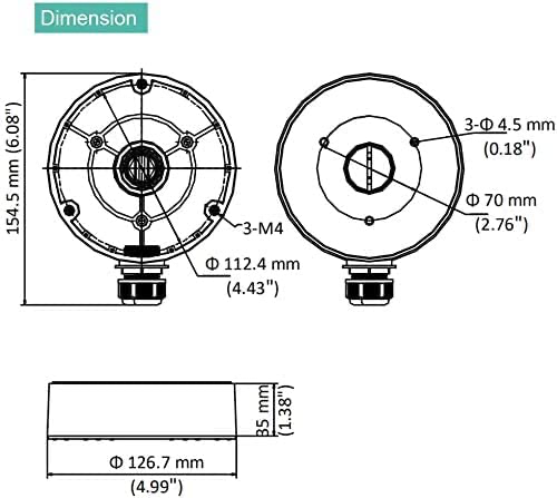 CB130T, LTB03-W, DS-1280ZJ-DM8 Outdoor Conduit Base Junction Box for Dome Camera DS-2CD2343G0-I, DS-2CD2383G0-I,